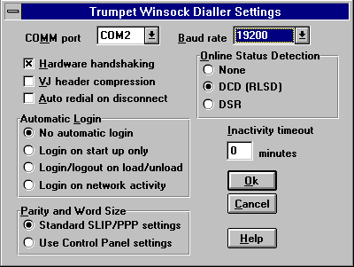TWSK Dialler Settings